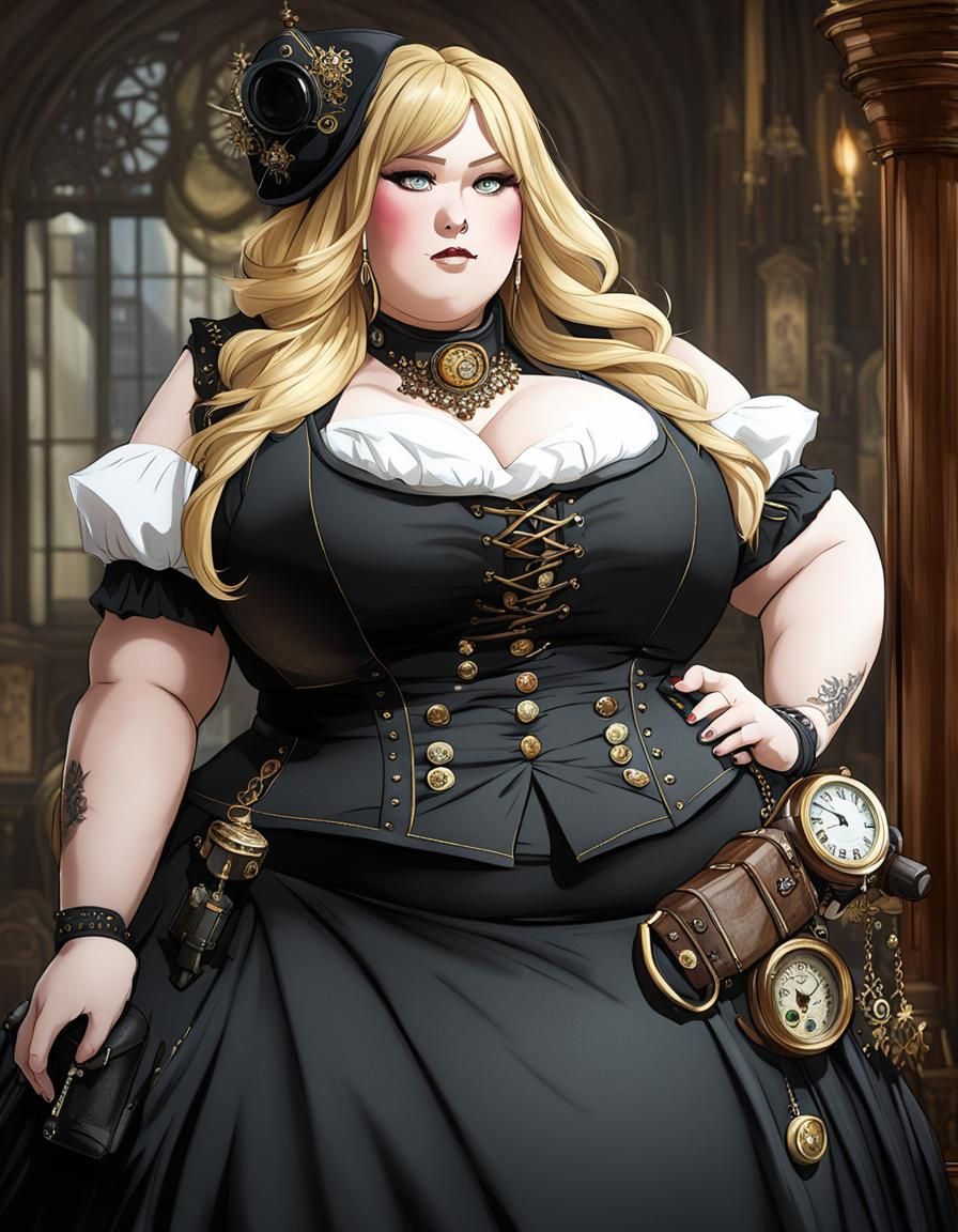 Steampunk Plus-Size Woman with Rich Decoration