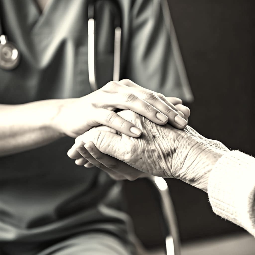 Nurse Comforting Patient: Photorealistic Close-Up