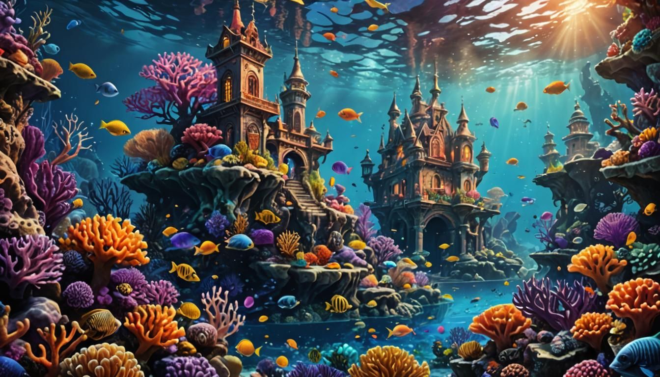 Vibrant Coral Reef Fantasy Concept Art
