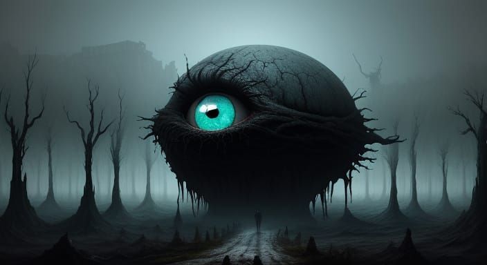 Eerie Flesh Blob in a Sinister Landscape