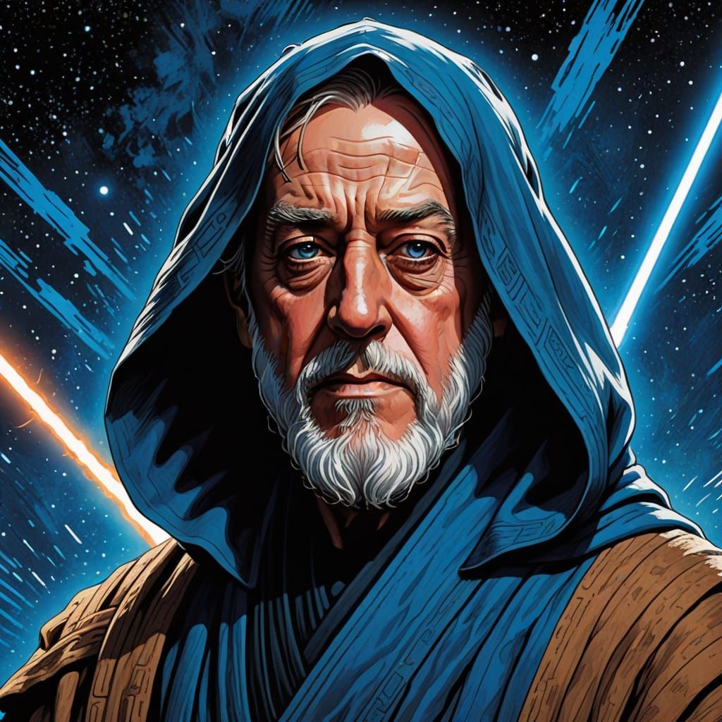 Alec Guinness as Ben Kenobi in Vibrant Blue Robes