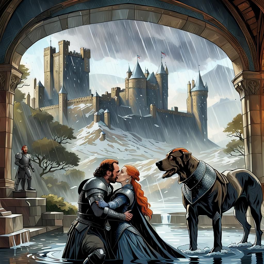 Medieval Kiss: Sansa and the Hound, Digital Art