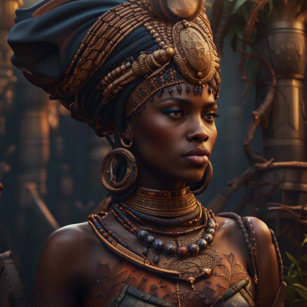 Detailed Matte Painting of an African Queen