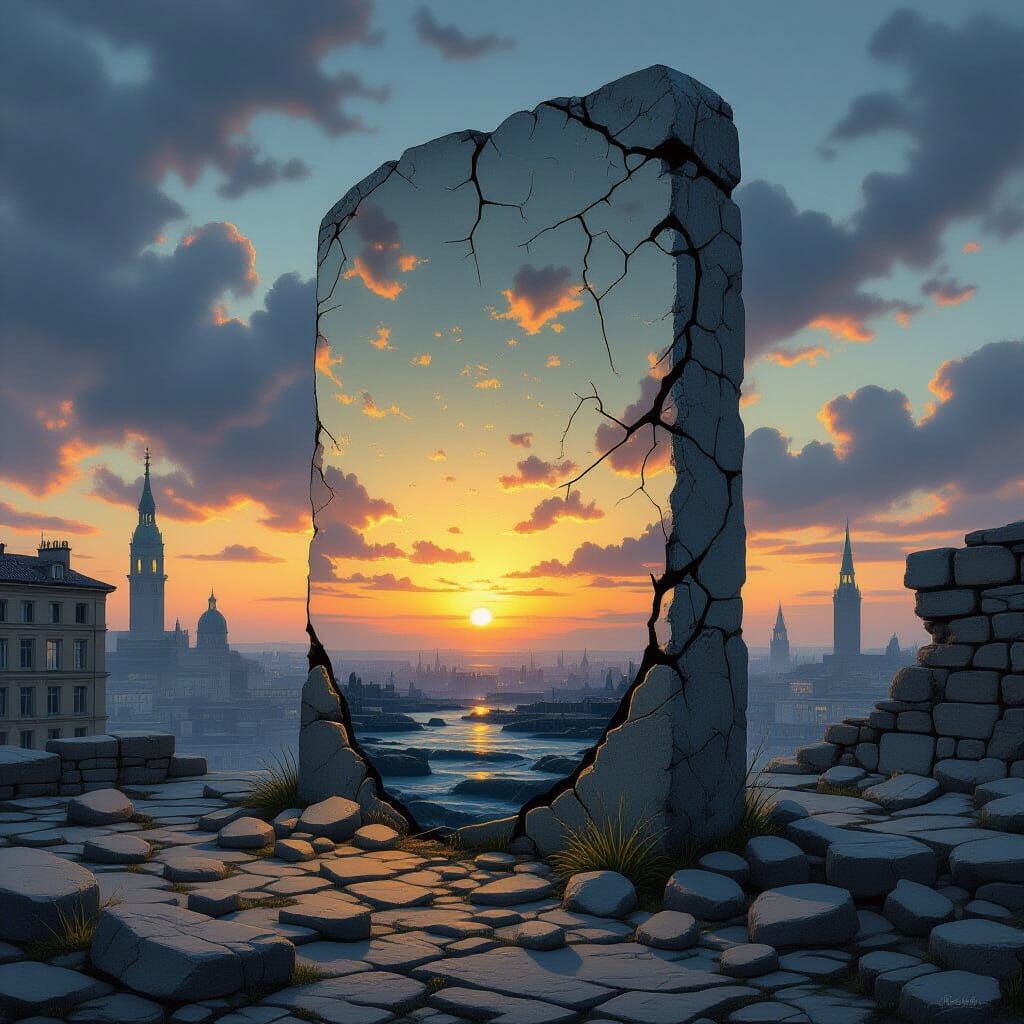 Mystical Stone Tablet in Hyperrealism Style