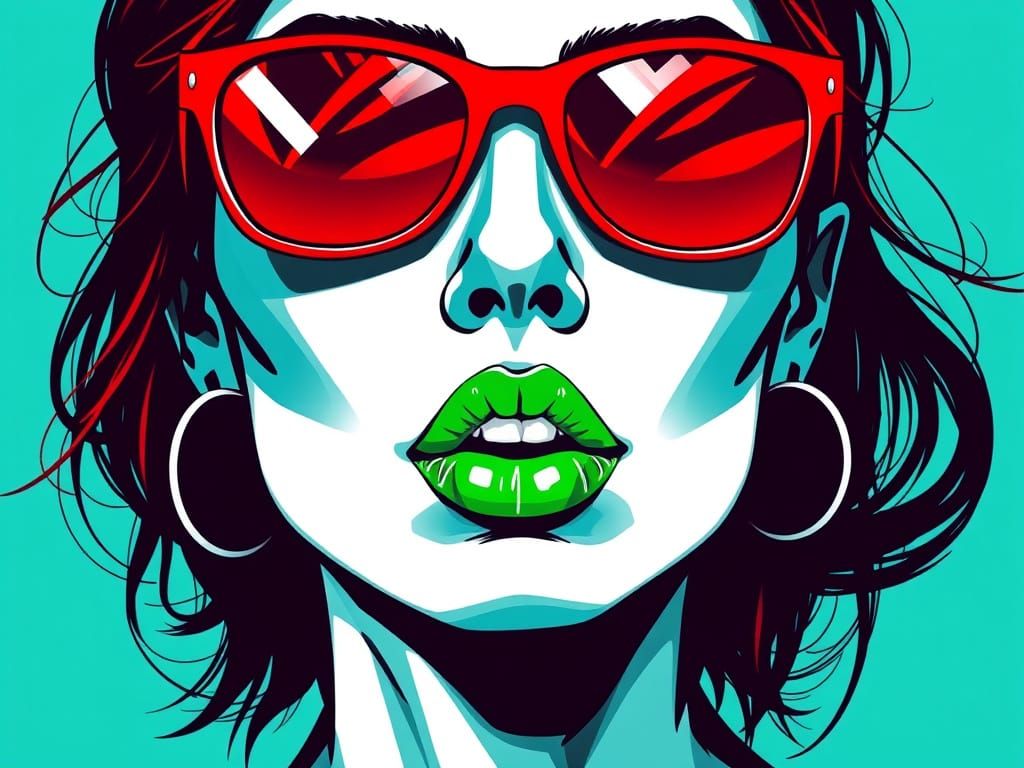 Vibrant Red Sunglasses Portrait in Bold Abstract Style
