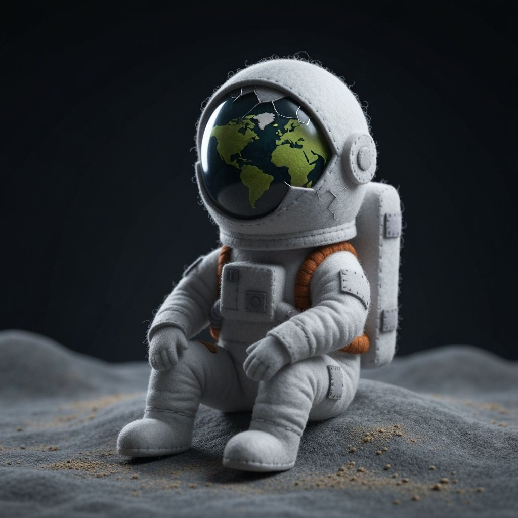 Felt Astronaut with Earth Diorama in Helmet