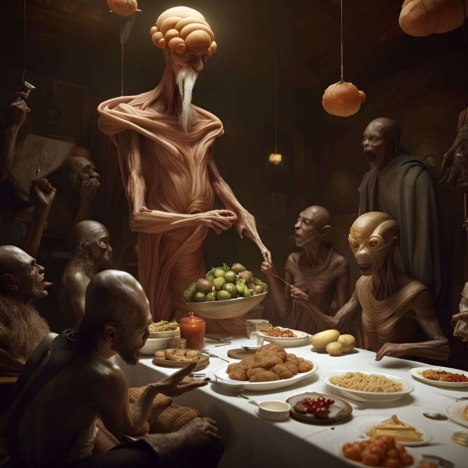 Dreamlike Alien Feast in Hyperrealistic Detail