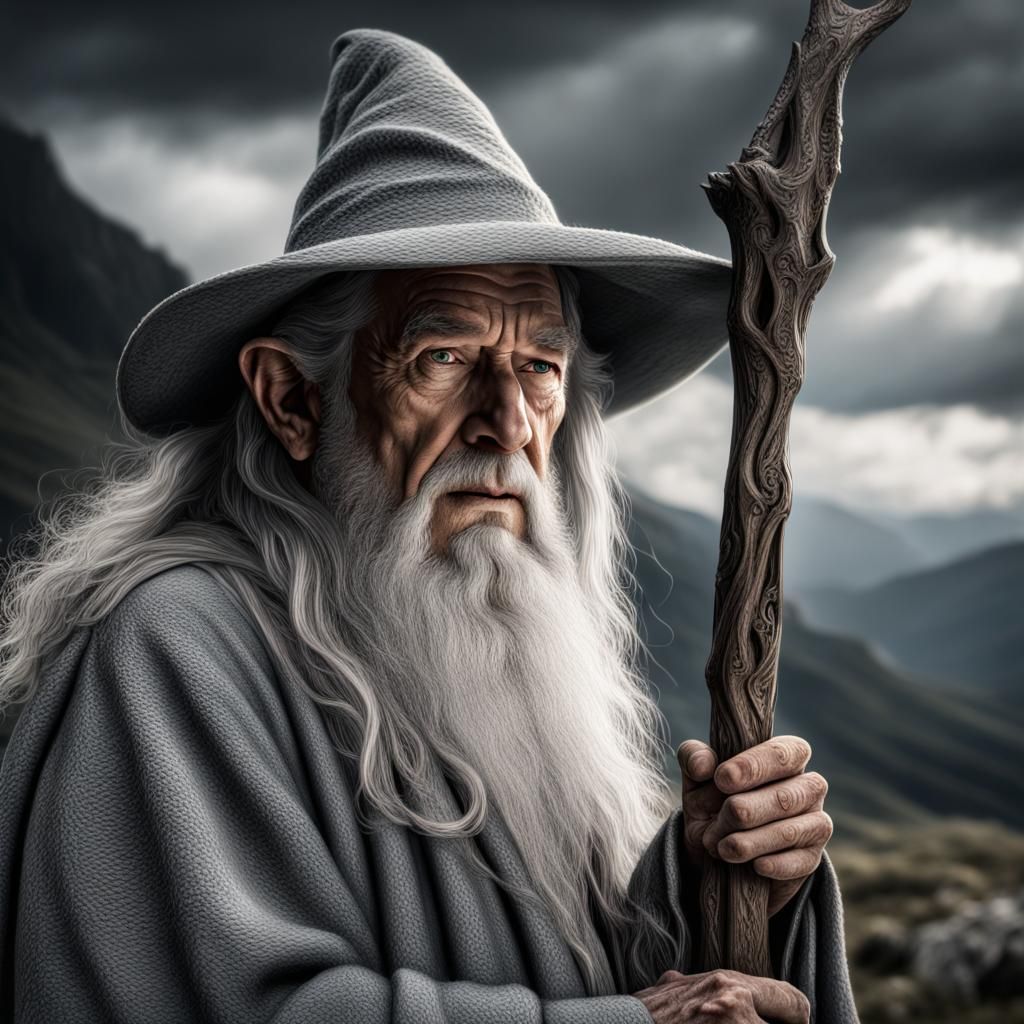 Hyperrealistic Gandalf the Grey with Intricate Details