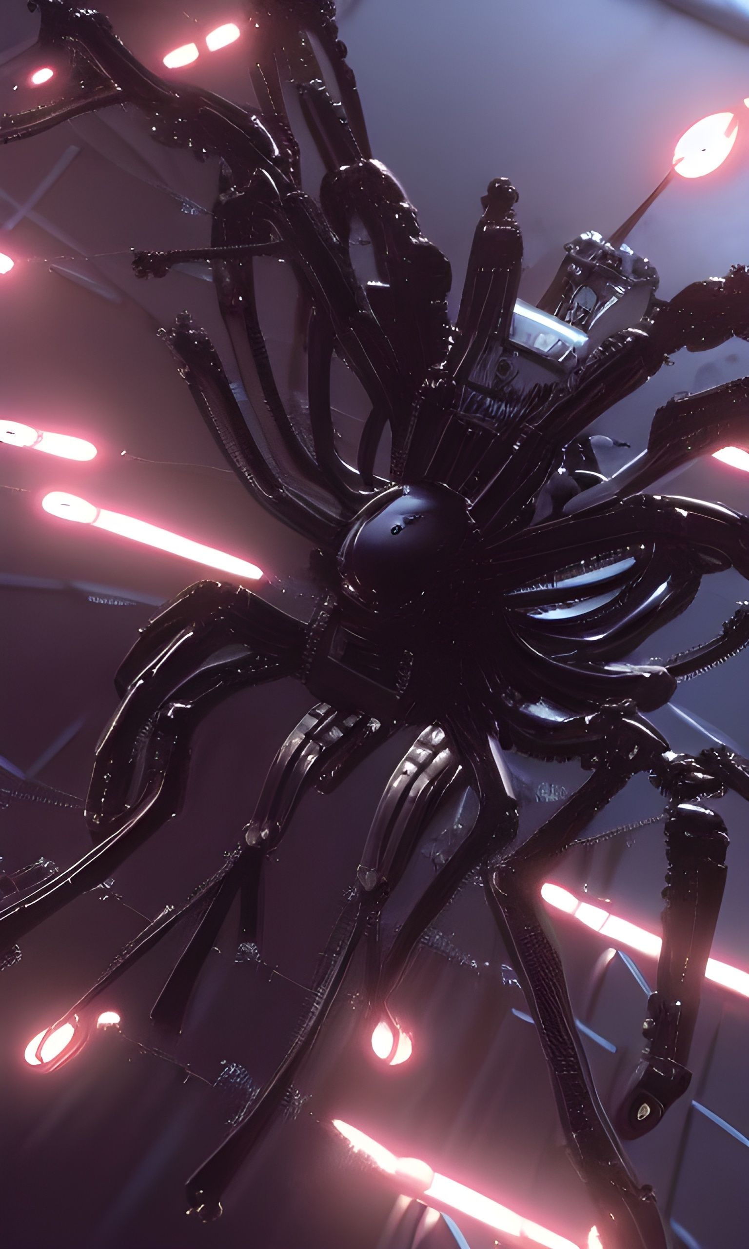 Hyperdetailed Mechanical Military Spider with Cybernetic Imp...