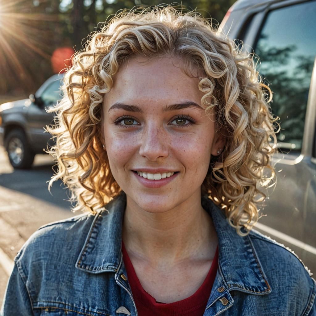 Ozark Woman with Blonde Curls, Photorealistic Portrait