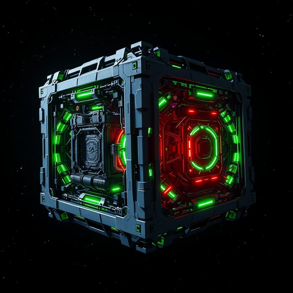 Majestic Borg Cube Against Dark Space