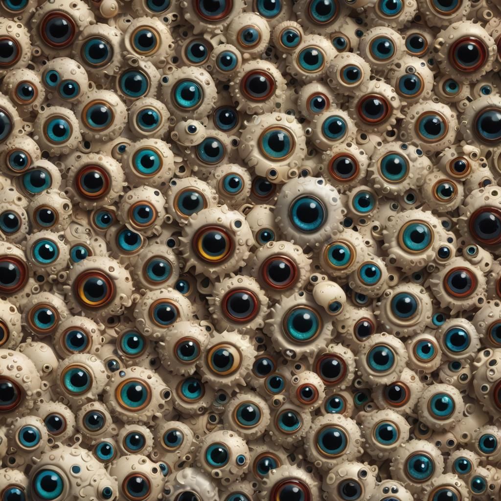 Surreal Sea of Googly Eyes in Detailed Digital Art