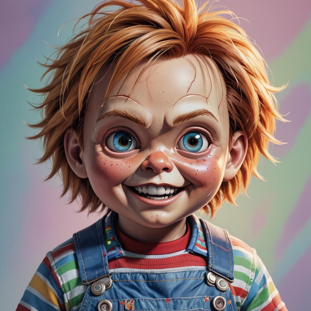 Chucky with Innocent Eyes in Vibrant Digital Art