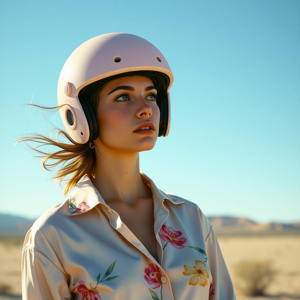 Esports Player in Desert, Editorial Photography Style