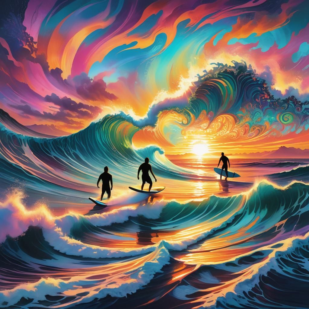 Ethereal Sunset Serenade: Soft Brushstrokes Meet Astral Vibe...