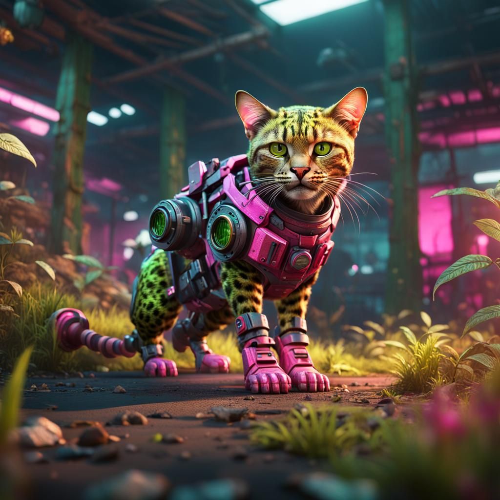 Leopard Cat Detective in Neo Post-Apocalyptic Gym