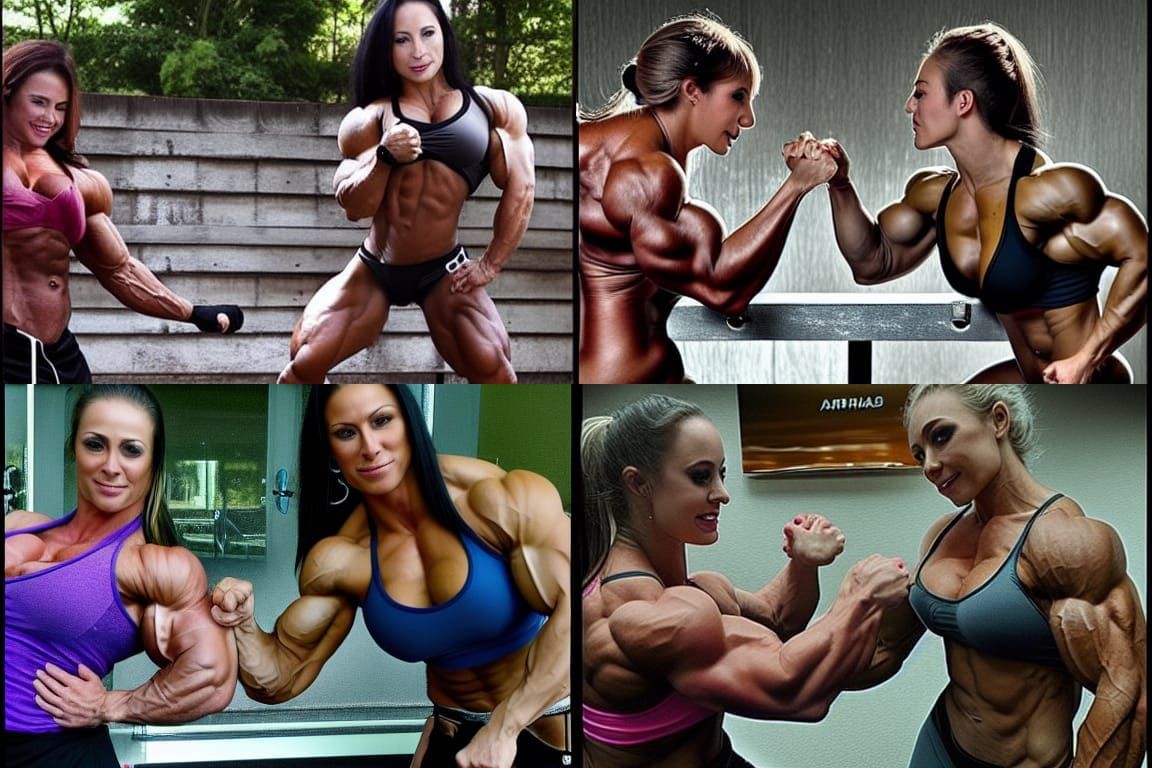 Muscular Women Arm Wrestling: Ripped Physique