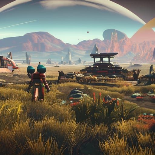 Retro Science Fiction Scene Inspired by No Man's Sky