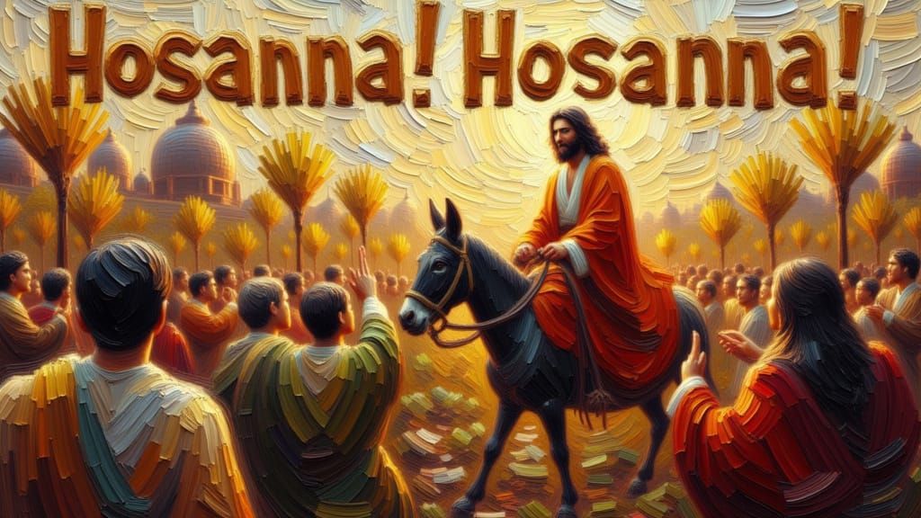 Jesus Enters Jerusalem in a Vibrant Impasto Scene