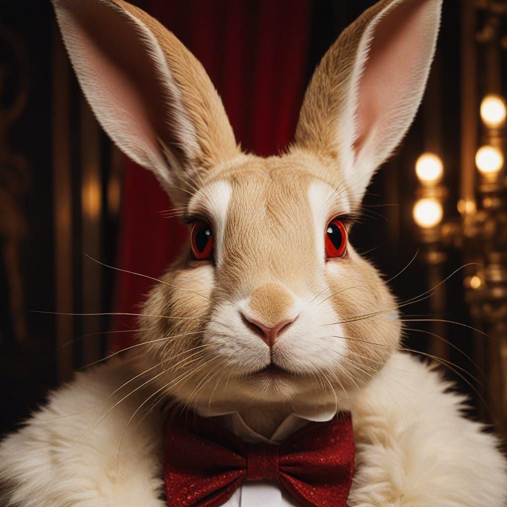 Rabbit in Cabaret: Expressionist Portrait in Art Nouveau Sty...