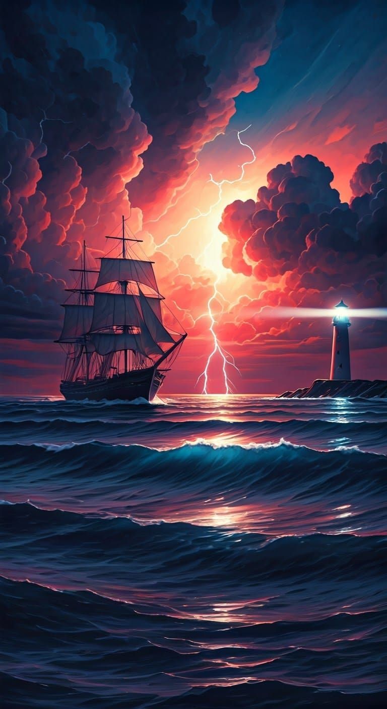 Dramatic Stormy Seascape Painting in Painterly Style