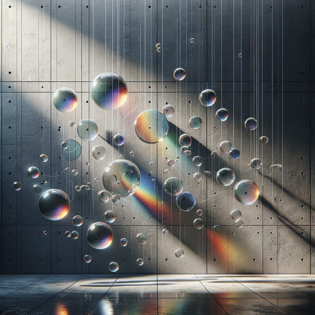 Minimalist Futuristic Art Installation With Rainbow Refracti...