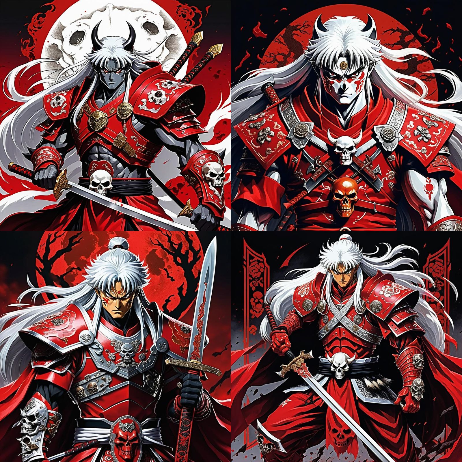 Crimson Armored Warrior with Twin Katana