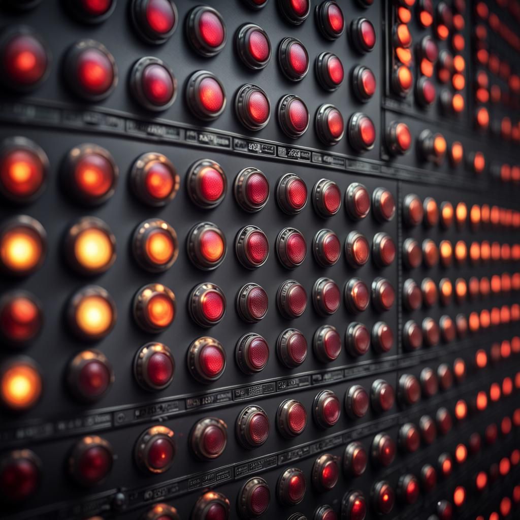 Hyperrealistic Wall of Cosmic Fantasy Warning Lights