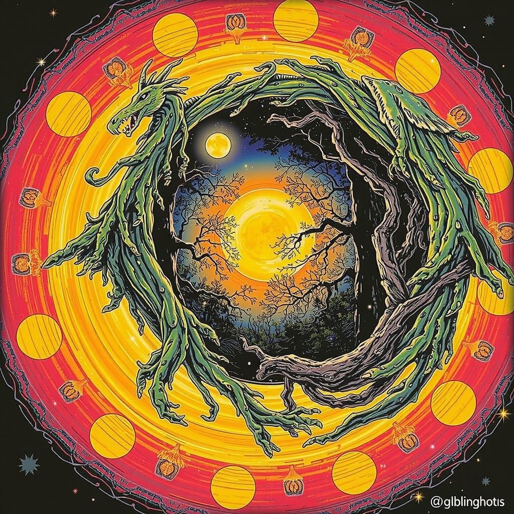 Ethereal Forest Scene with Big Blue Sky