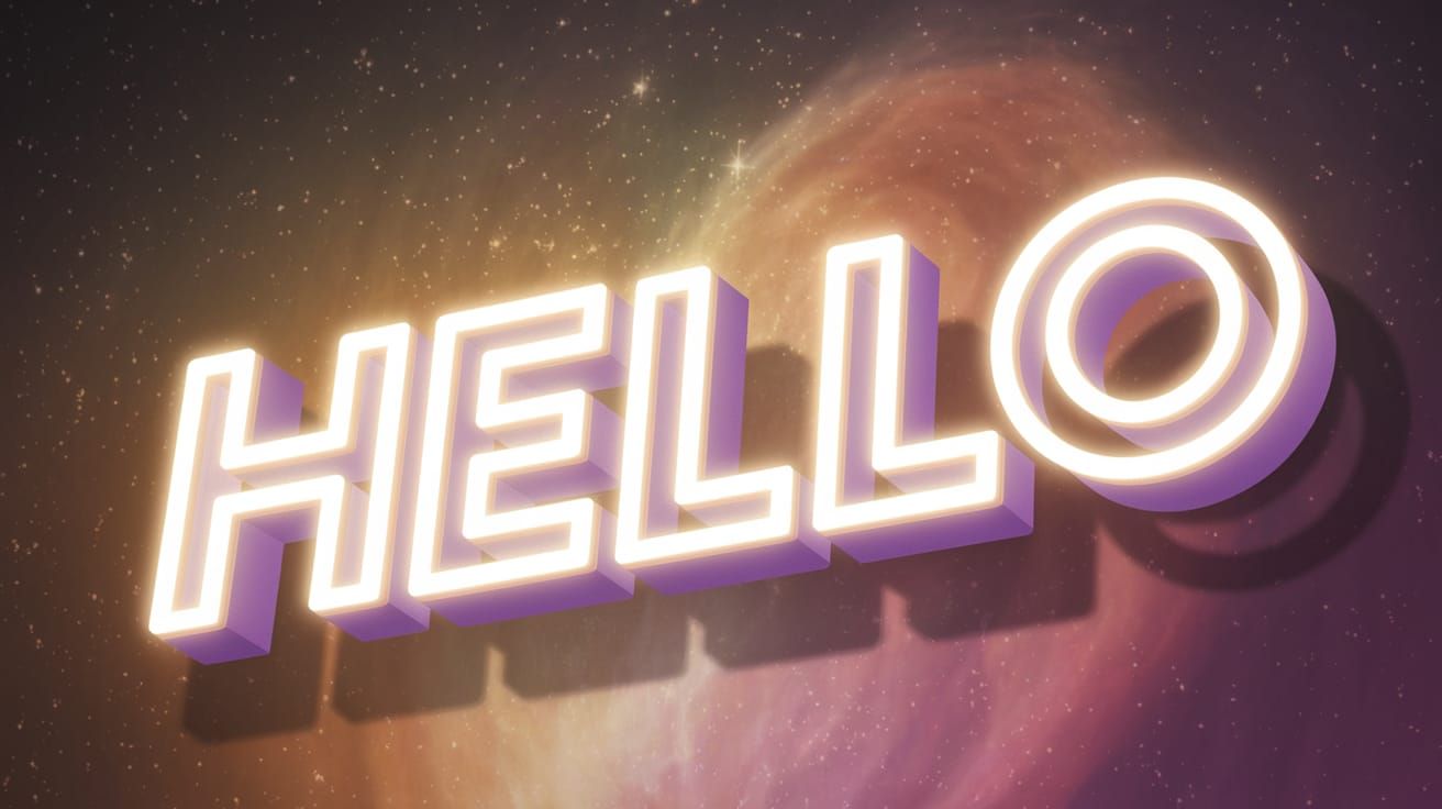 Futuristic 3D Neon Letters in a Celestial Atmosphere