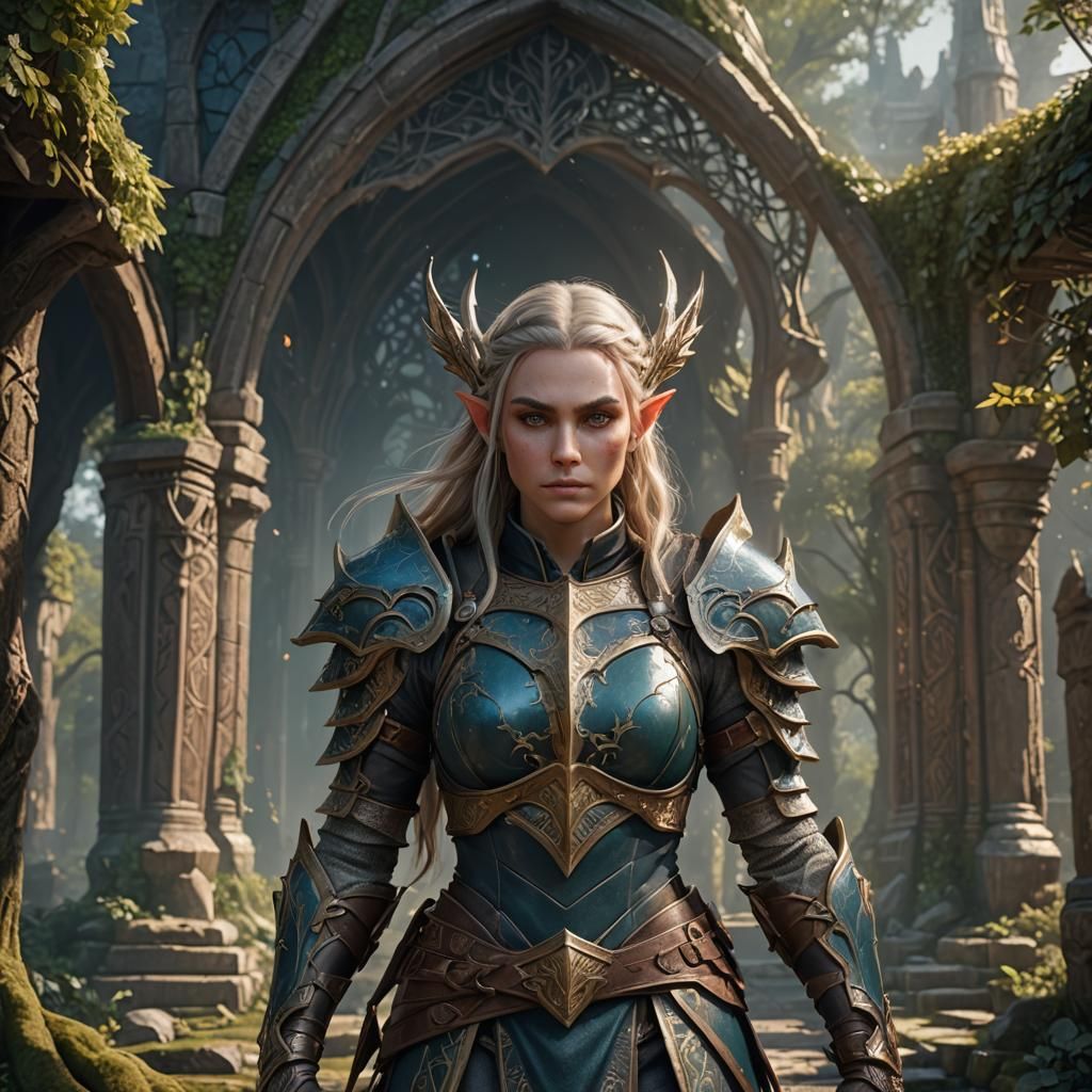 Female Elf in Elven Armor Concept Art