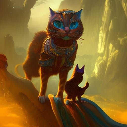 Cat Warrior in Platemail, Fantasy Concept Art