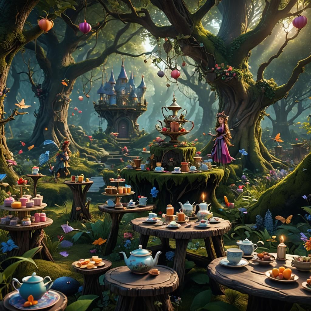 Enchanted Fairy Tea Party: Detailed Matte Painting