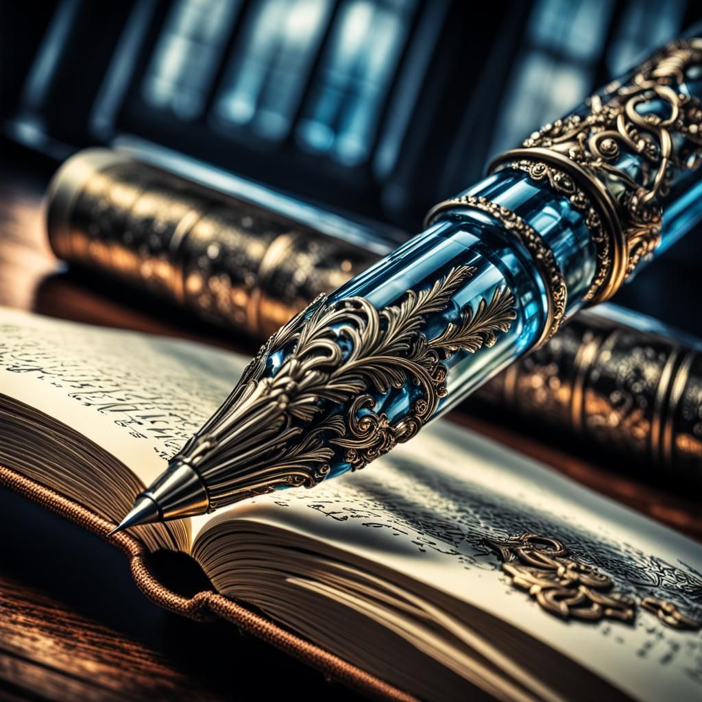 Pen on Book: Hyperrealistic Close-up