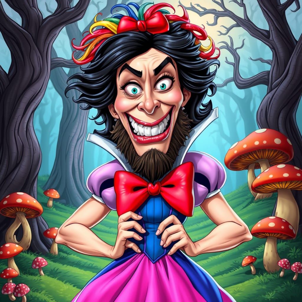 Trans Snow White Parody in Vibrant Cartoon Style