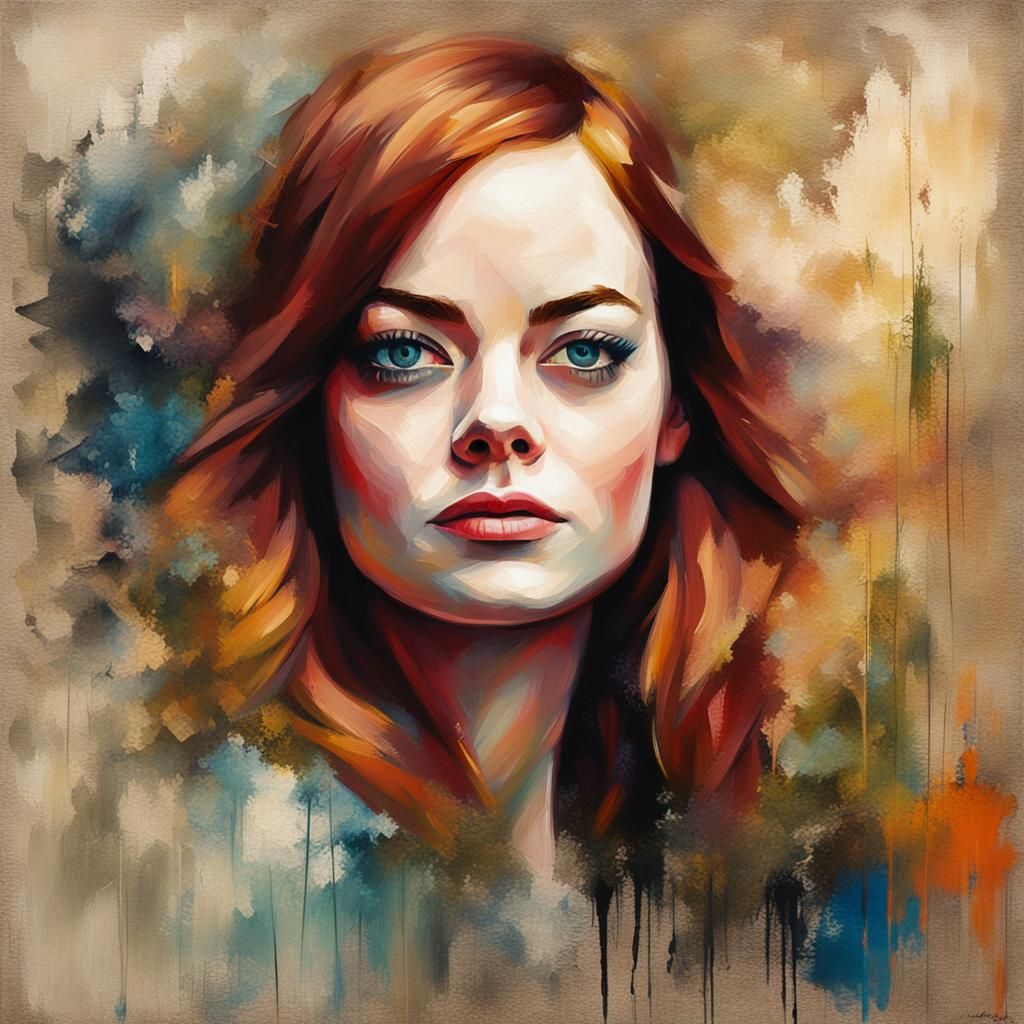 Surreal Portrait of Emma Stone in Impressionistic Style