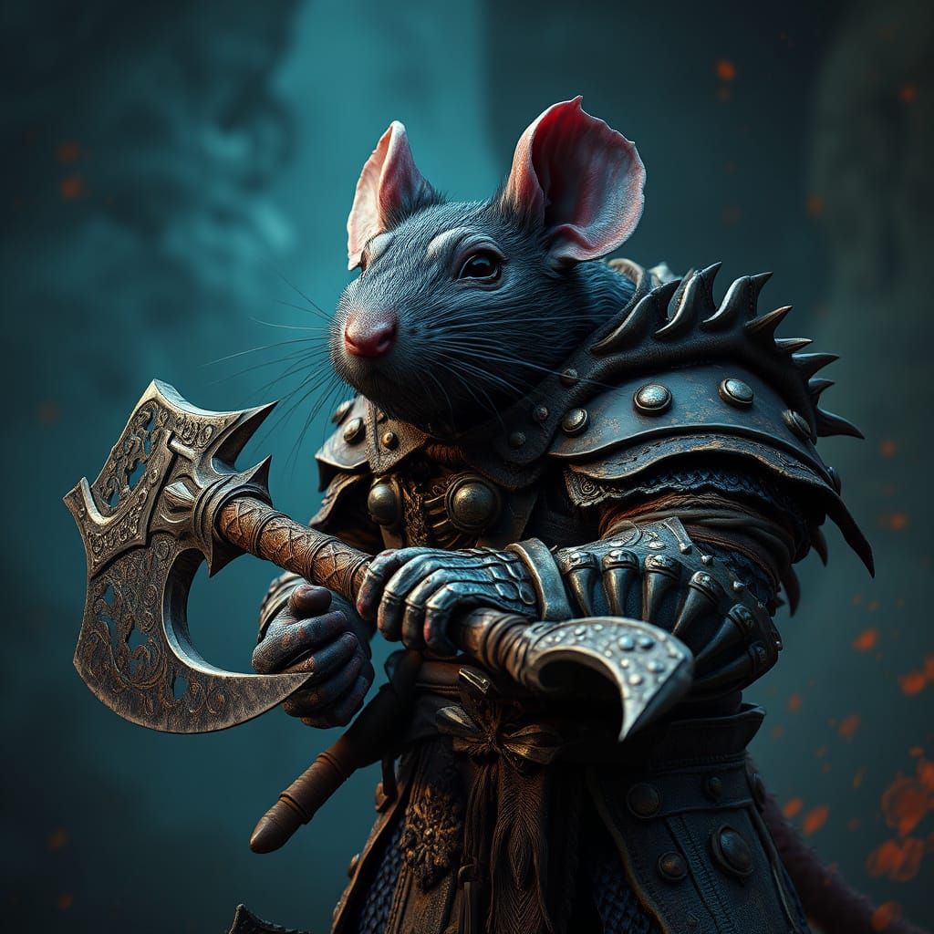 Warrior Rat in Dark Fantasy Armor