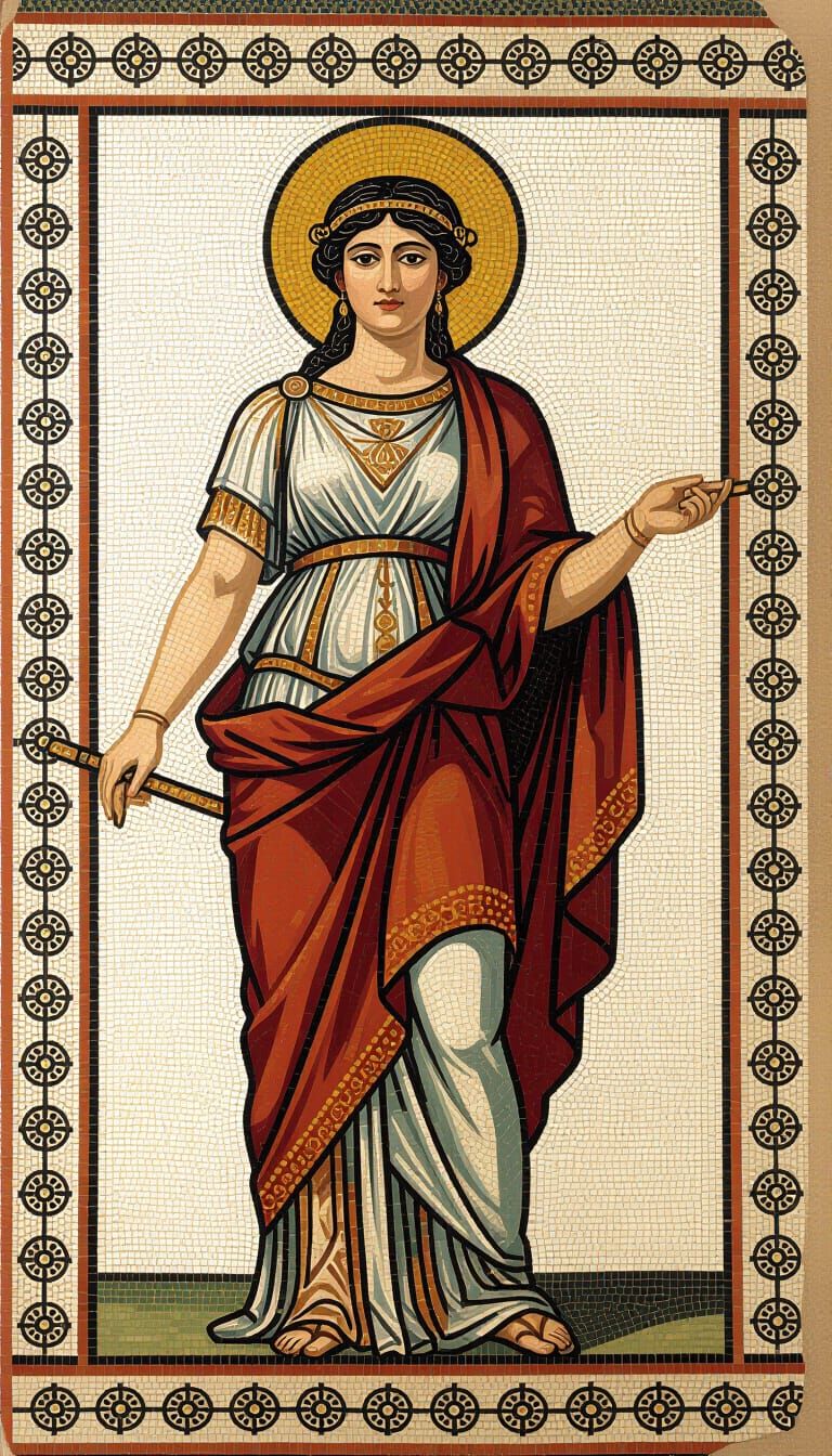Woman's Portrait in Roman Mosaic Style