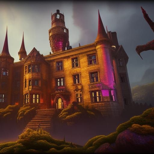 Demonic Eldridge Castle: Detailed Matte Painting