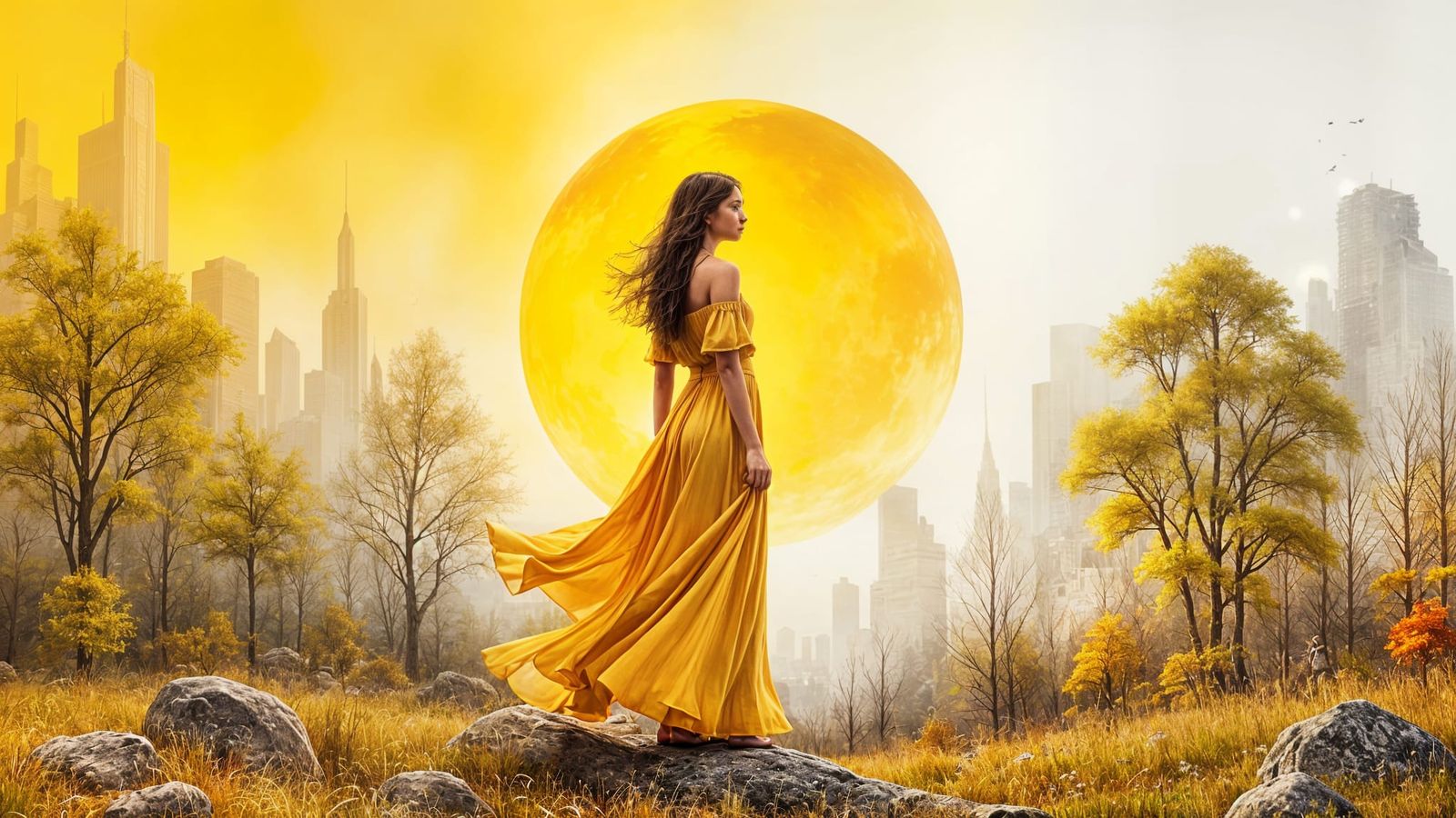 Surreal 3D Watercolor Art with Gradient Background