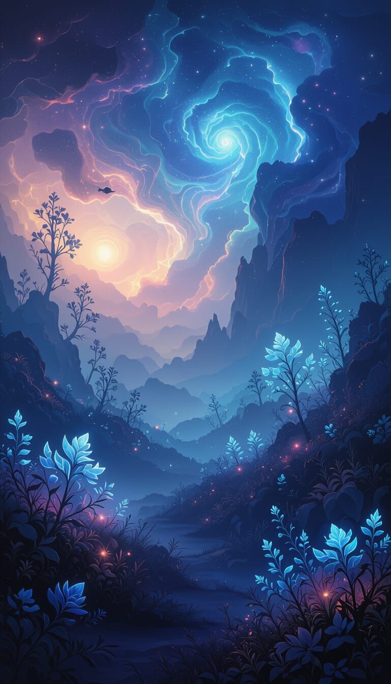 Ethereal Otherworldly Landscape in Dreamlike Painterly Style