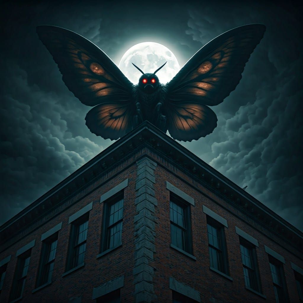 Mothman in Dark, Gothic, and Mystical Style