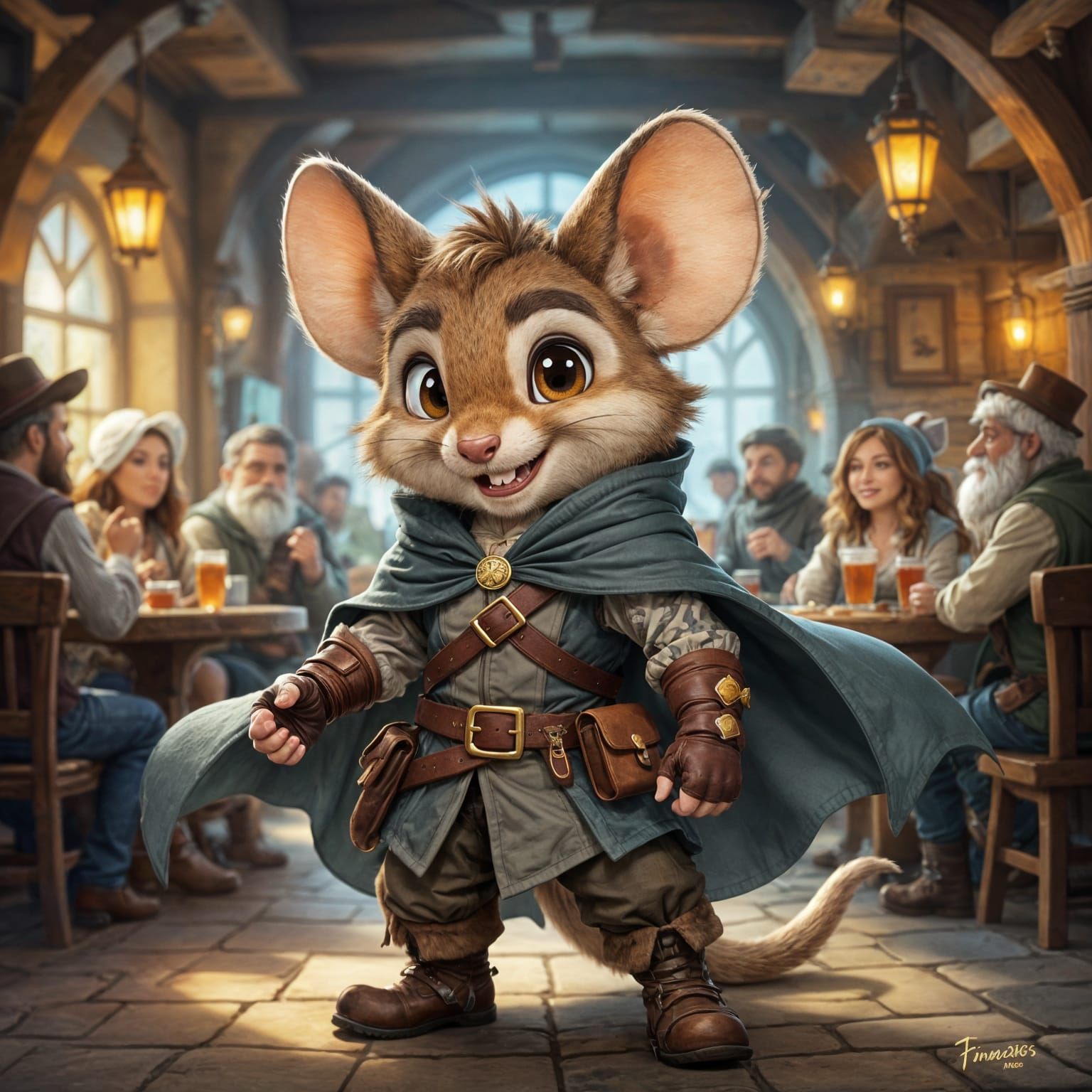 Finn the Adventurous Mouse: Funny Cartoon Caricature