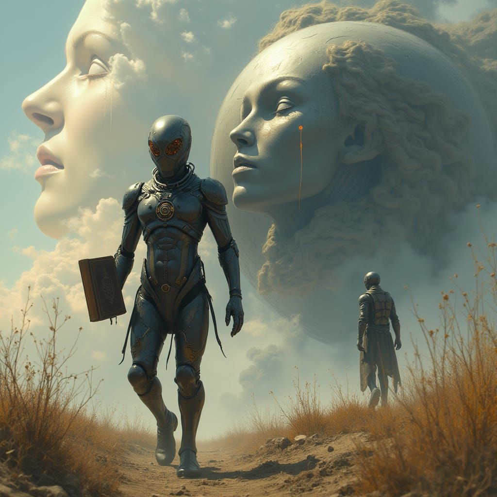 Alien Commander Approaches Futuristic UFO with Ominous Inten...