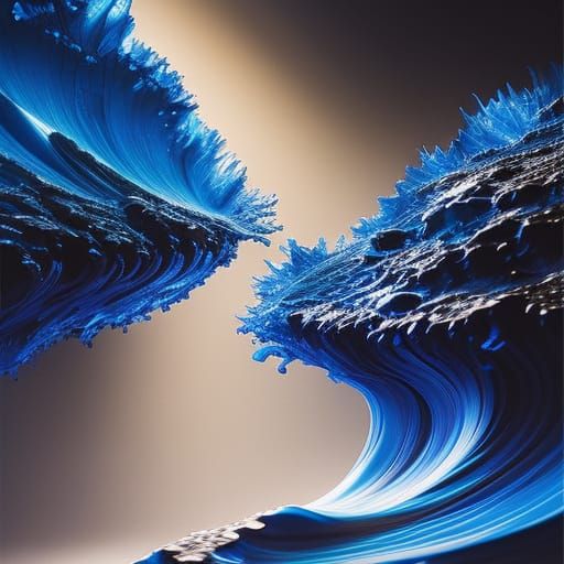 Monochromatic Blue Gouache Splash Art in 8K