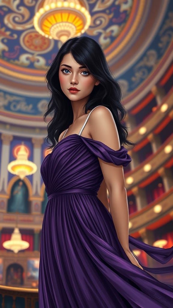 Opera Woman in Neo-Impressionistic Style