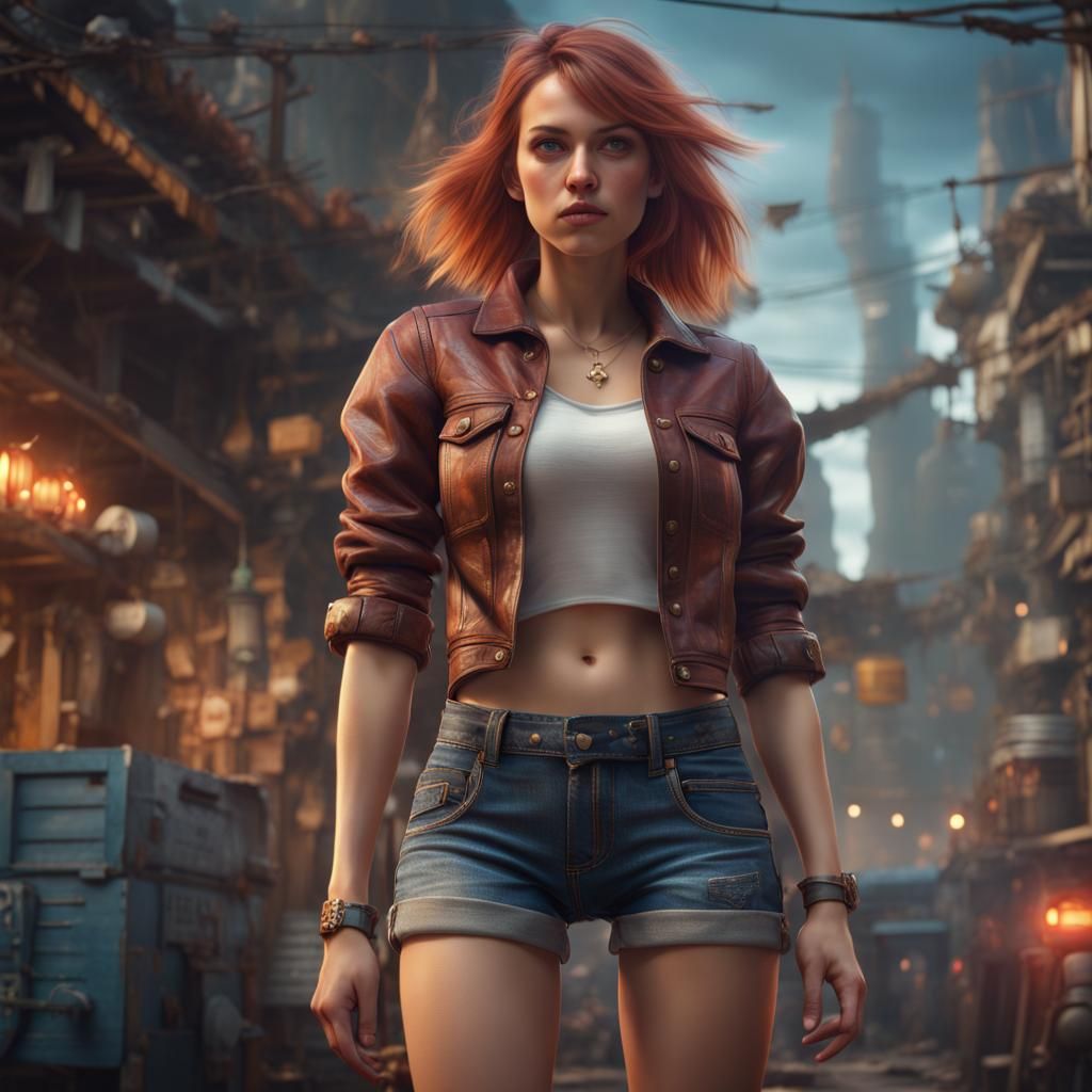 Girl in Jean Shorts: Detailed Matte Painting