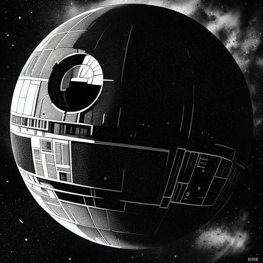 Death Star Comic Style Ink Drawing