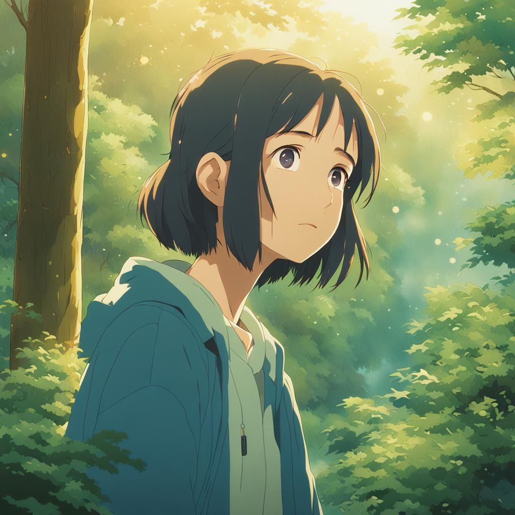 Anime Key Visual of Woman Gazing at Friend