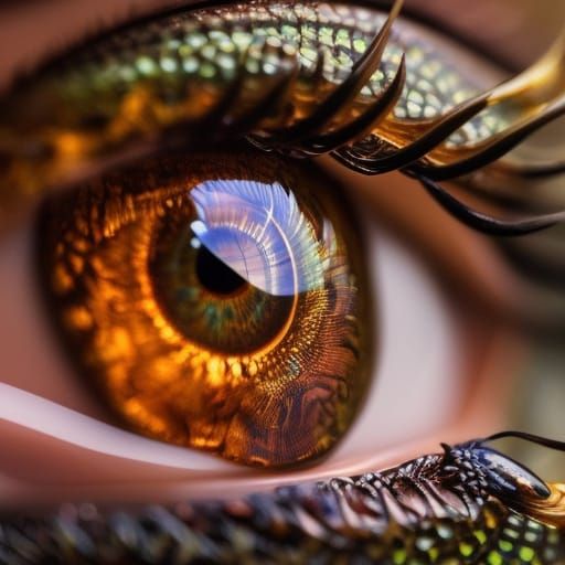 Detailed Dragon Eye in Golden Hour, Fantasy Art